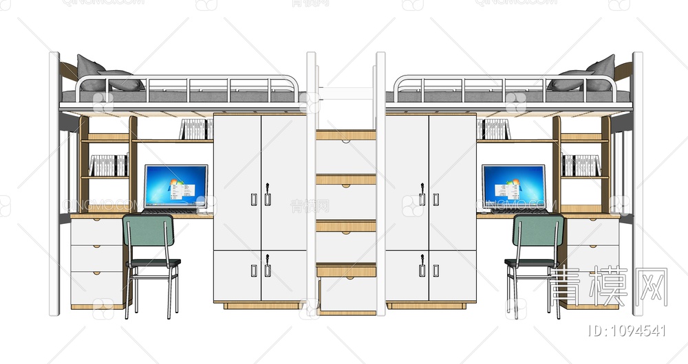 宿舍上下床SU模型下载【ID:1094541】