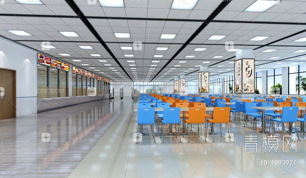 学校食堂3D模型下载【ID:1093971】