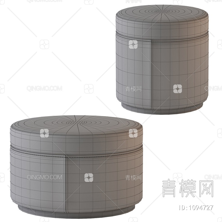 布艺两色圆凳3D模型下载【ID:1094727】