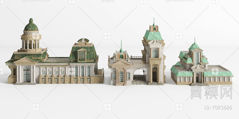 别墅城堡教堂3D模型下载【ID:1093686】