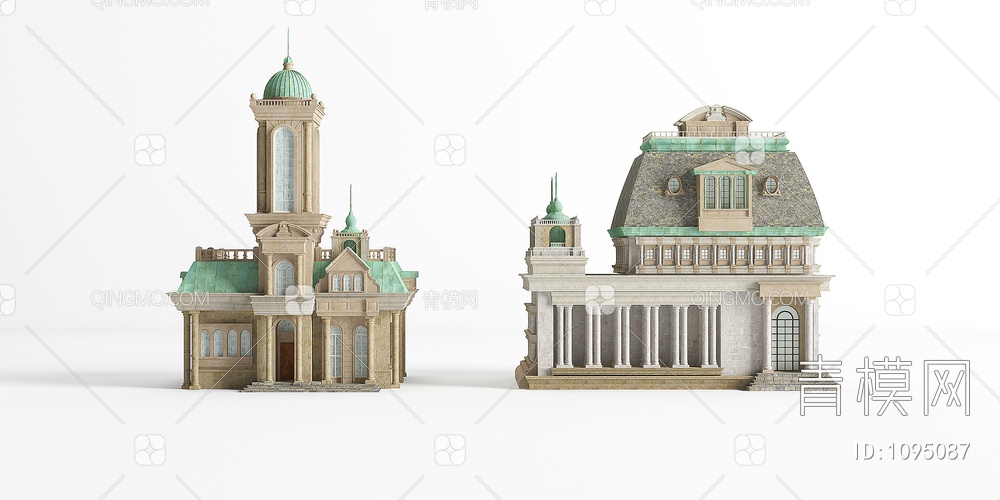 别墅洋房城堡配楼3D模型下载【ID:1095087】