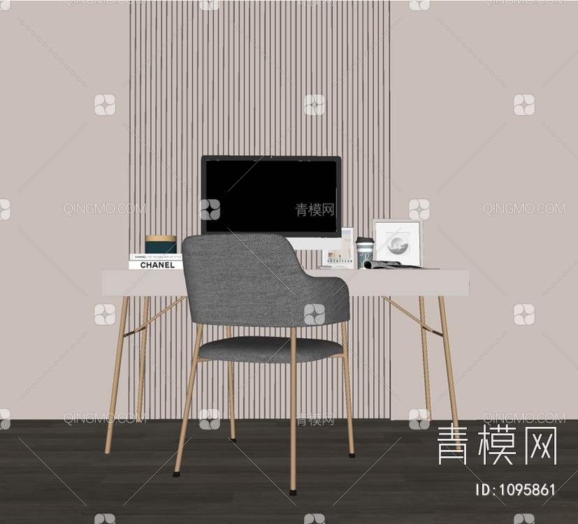 书桌椅组合SU模型下载【ID:1095861】