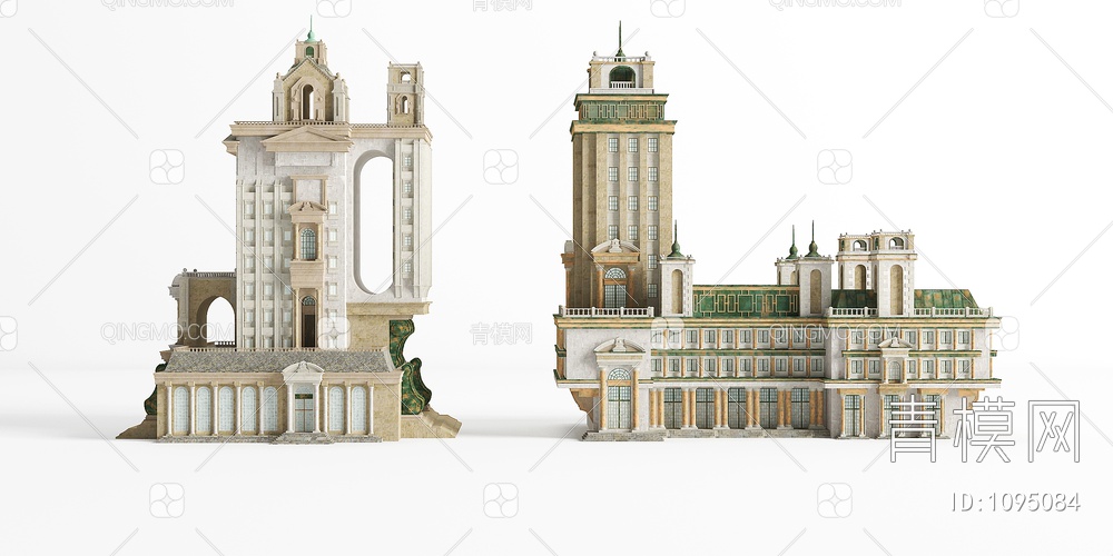 别墅城堡配楼3D模型下载【ID:1095084】