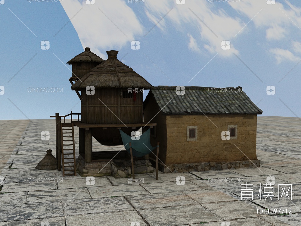老房子、木房子、瓦房、土房、3D模型下载【ID:1097712】