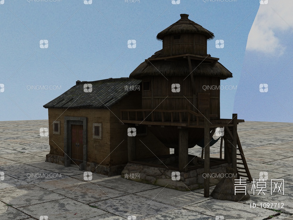 老房子、木房子、瓦房、土房、3D模型下载【ID:1097712】