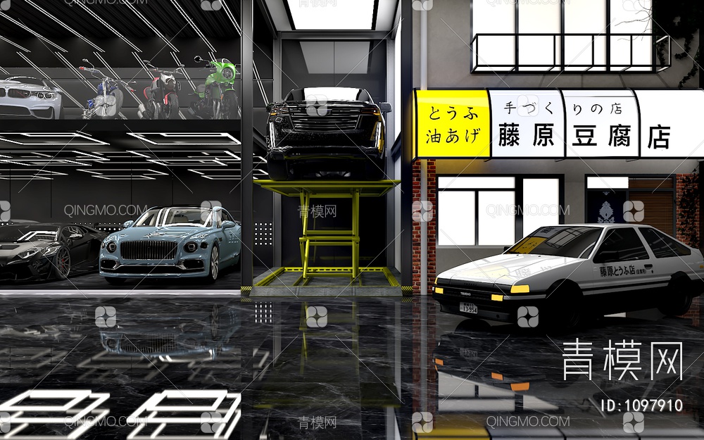私人汽车展厅3D模型下载【ID:1097910】