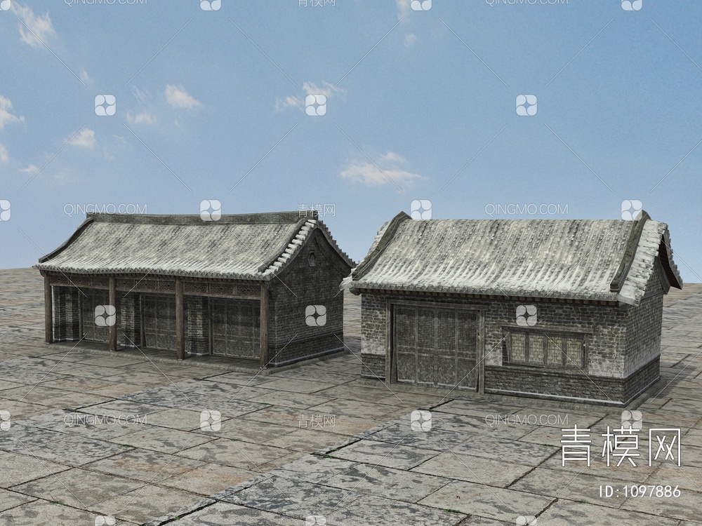 老房子、木房子、瓦房、土房、3D模型下载【ID:1097886】