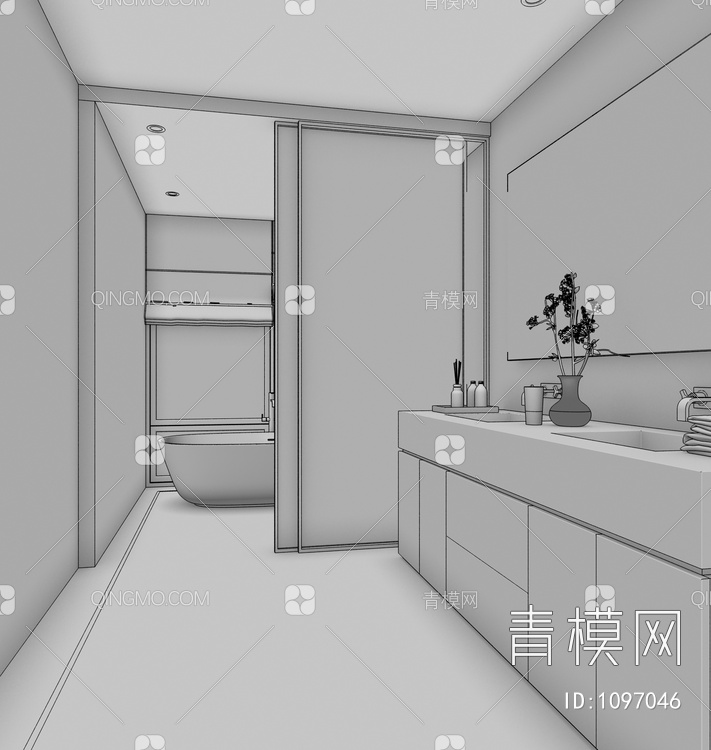 卫生间 浴缸3D模型下载【ID:1097046】