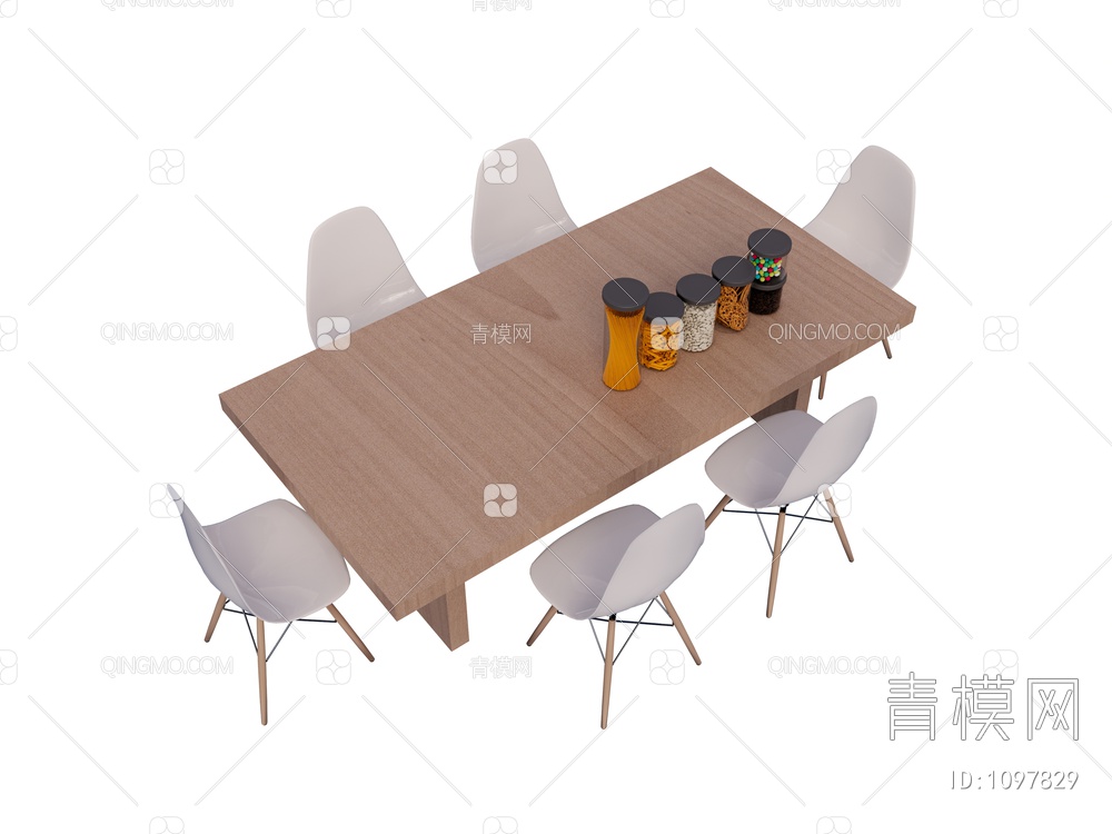 餐桌椅组合SU模型下载【ID:1097829】