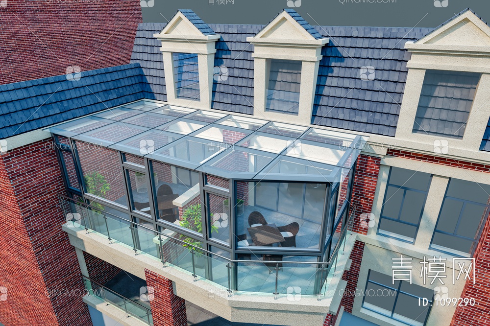 露台，阳光房，窗户，别墅阳台，屋顶阳台3D模型下载【ID:1099290】