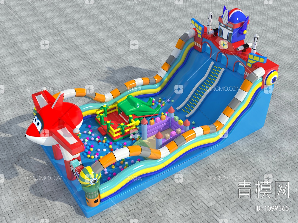 儿童玩具游乐设备充气城堡、充气堡3D模型下载【ID:1099365】