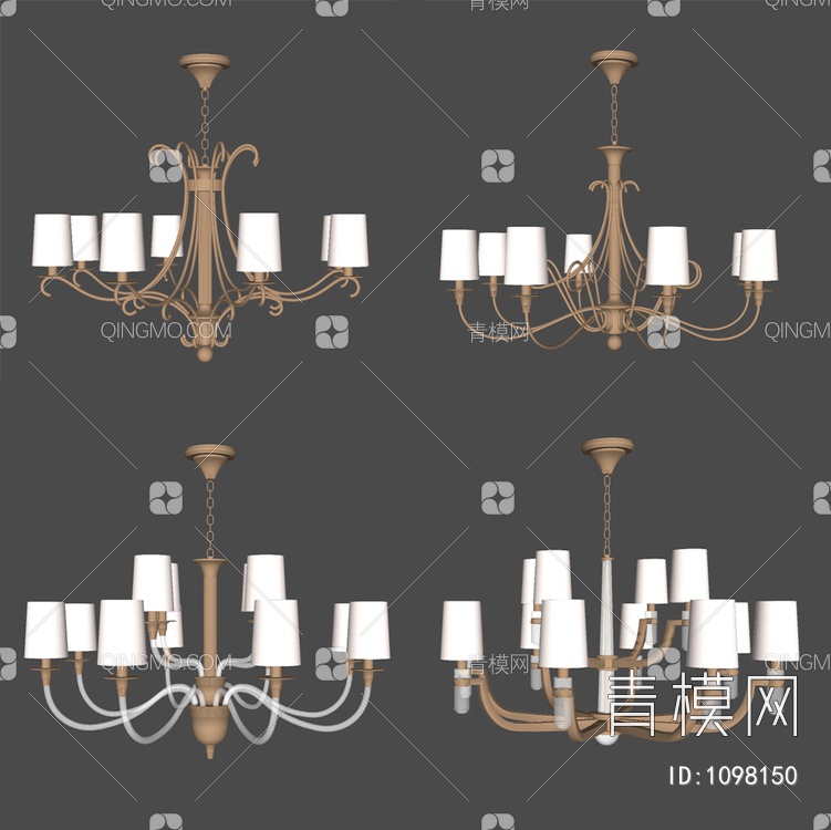 金属多头吊灯SU模型下载【ID:1098150】