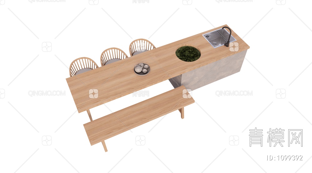 餐桌椅组合SU模型下载【ID:1099392】