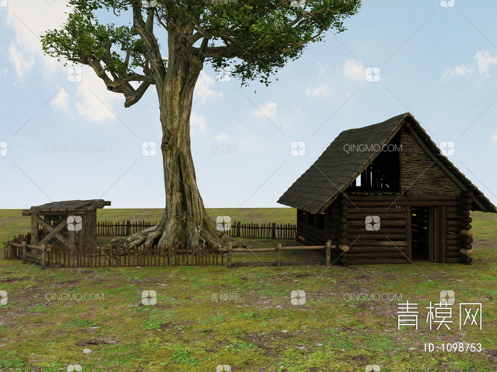 老房子、木房子、瓦房、土房3D模型下载【ID:1098753】