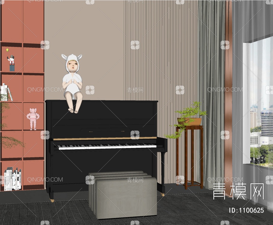 钢琴SU模型下载【ID:1100625】