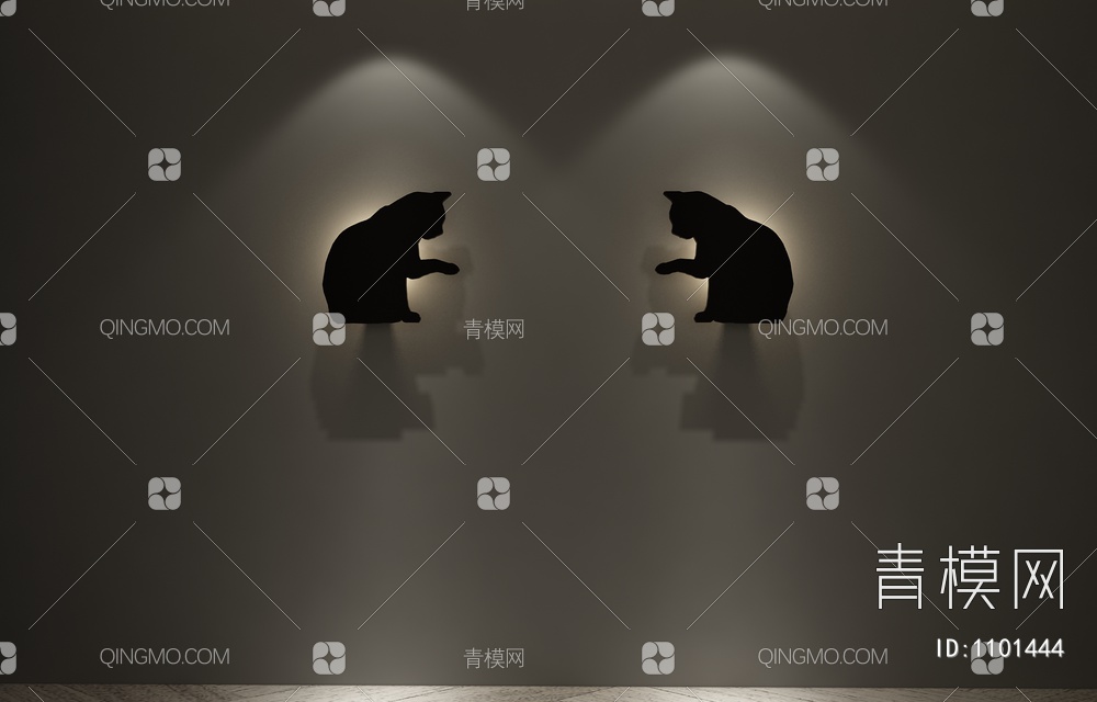 猫型动物壁灯3D模型下载【ID:1101444】