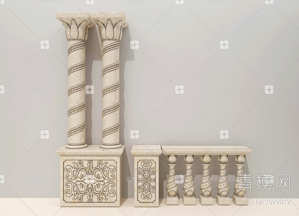 民族伊斯兰雕花柱子3D模型下载【ID:1099812】