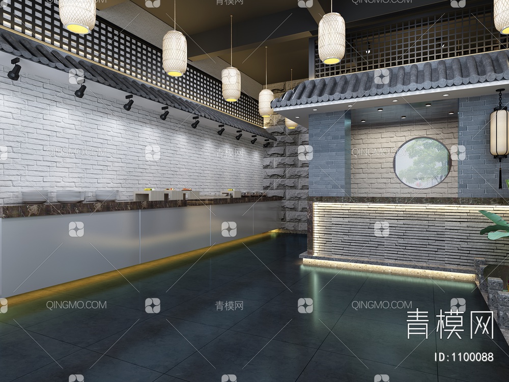 餐厅 餐馆 水景 瓦3D模型下载【ID:1100088】
