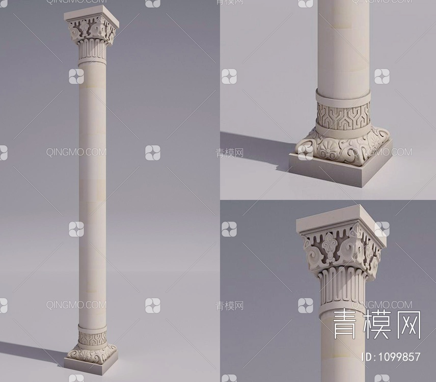 罗马柱，柱头3D模型下载【ID:1099857】