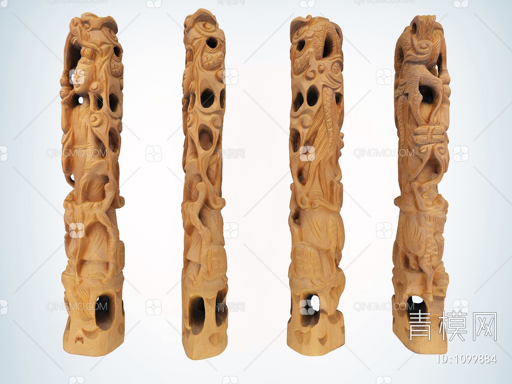 柱子,侍女雕塑，雕像3D模型下载【ID:1099884】