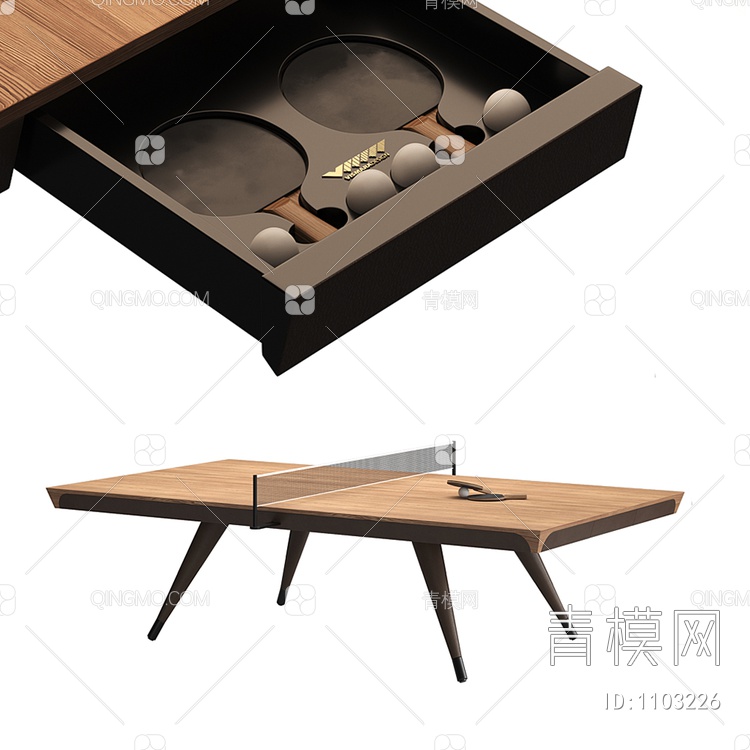 抽屉乒乓桌3D模型下载【ID:1103226】