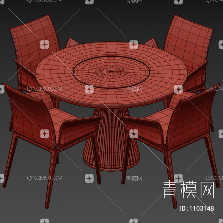 四人桌椅组合3D模型下载【ID:1103148】