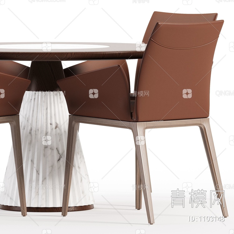 四人桌椅组合3D模型下载【ID:1103148】