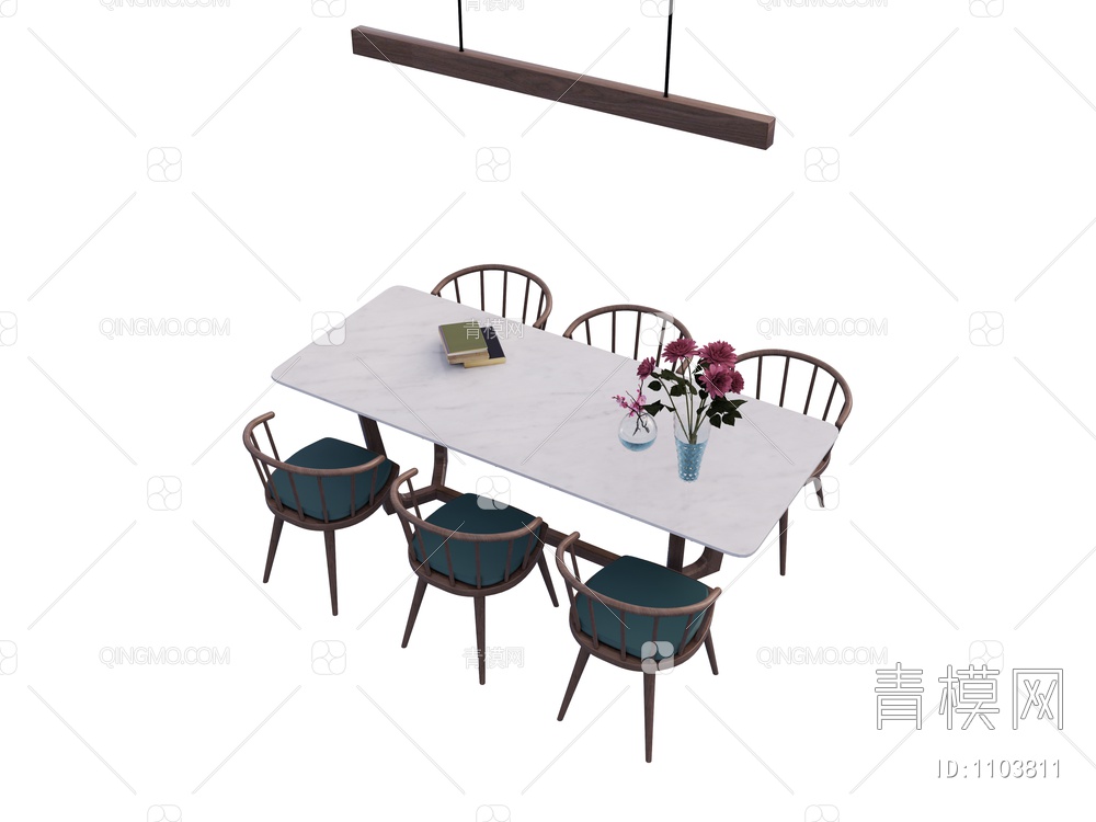 餐桌椅组合SU模型下载【ID:1103811】