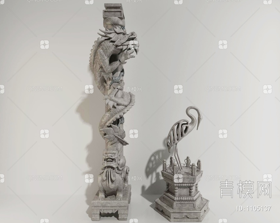 盘龙浮雕石雕柱子3D模型下载【ID:1105137】