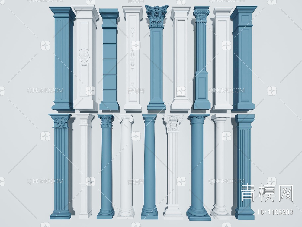 罗马柱子,柱头3D模型下载【ID:1105203】