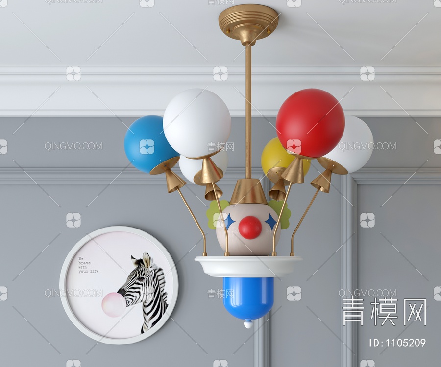 小丑吊灯 气球灯3D模型下载【ID:1105209】