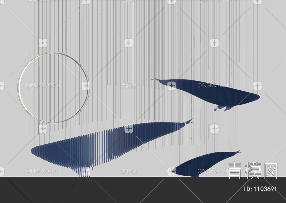 鲸鱼雕塑装置SU模型下载【ID:1103691】