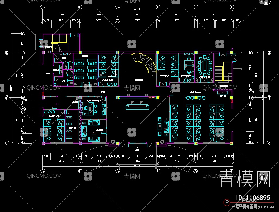 全套科技办公室施工图【ID:1106895】