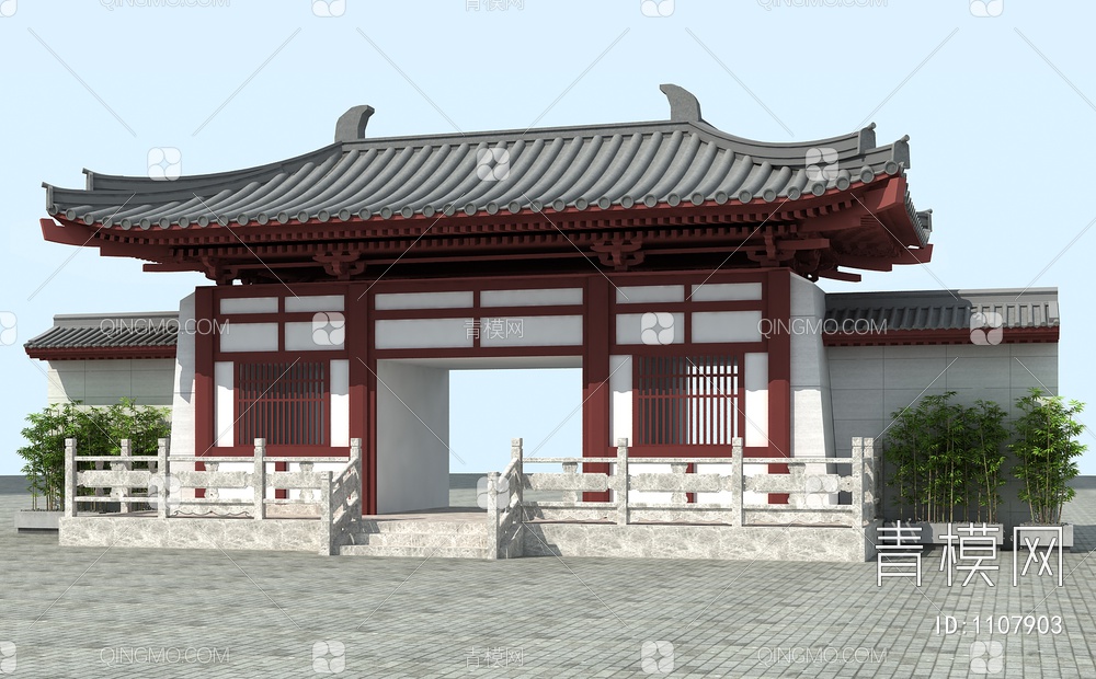 古建大门3D模型下载【ID:1107903】