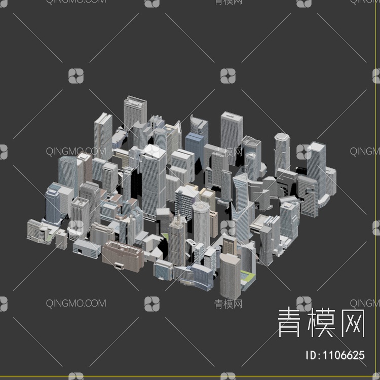 配景楼 大楼3D模型下载【ID:1106625】
