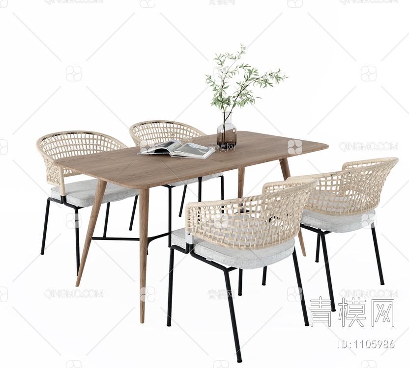 户外餐桌椅组合SU模型下载【ID:1105986】