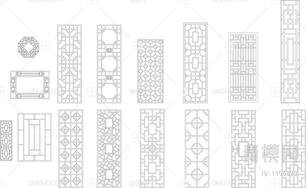 建筑CAD常用窗花类模块【ID:1106823】