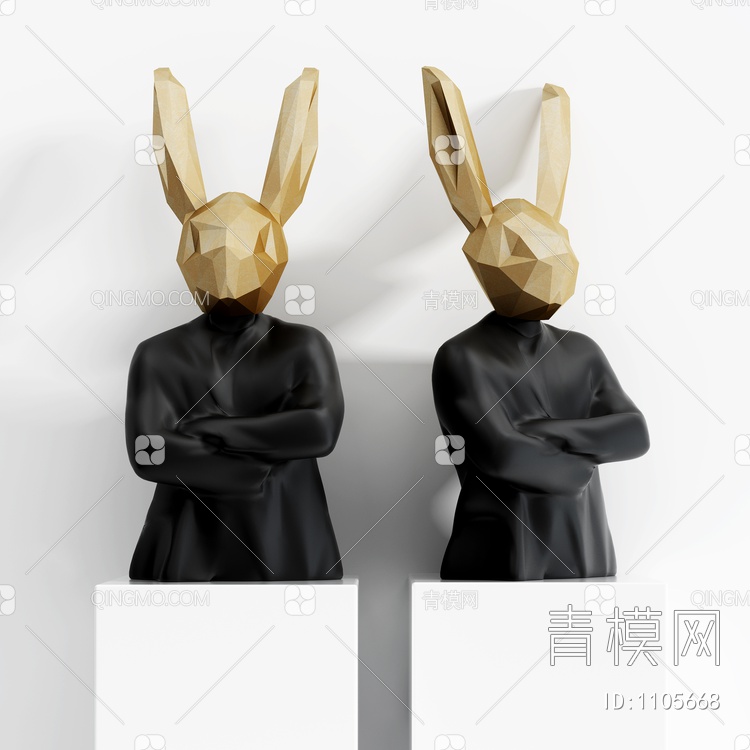 兔子抽象人物兔子雕塑SU模型下载【ID:1105668】