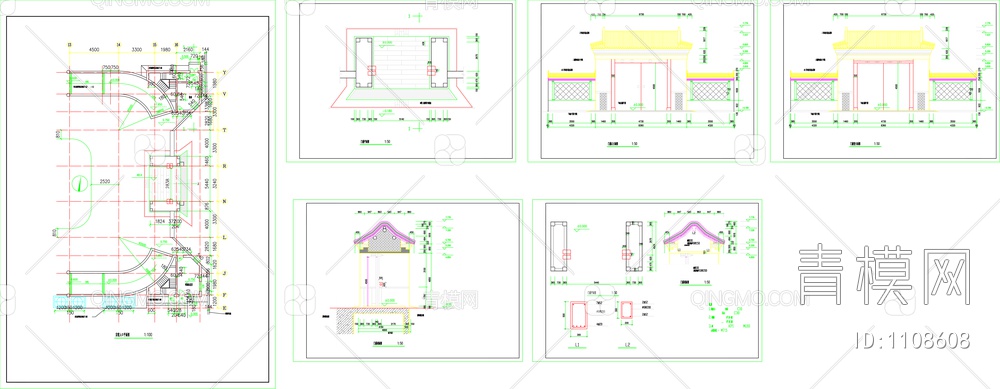 古建大门全套施工图【ID:1108608】