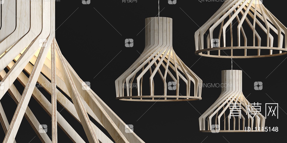 木质吊灯组合3D模型下载【ID:1115148】