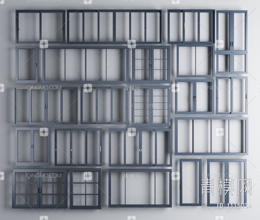 铝合金窗户窗框组合3D模型下载【ID:1115034】