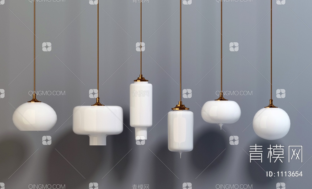 金属玻璃吊灯组合3D模型下载【ID:1113654】