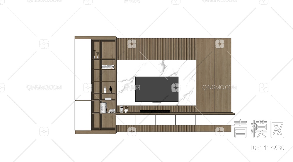 电视背景墙SU模型下载【ID:1114680】