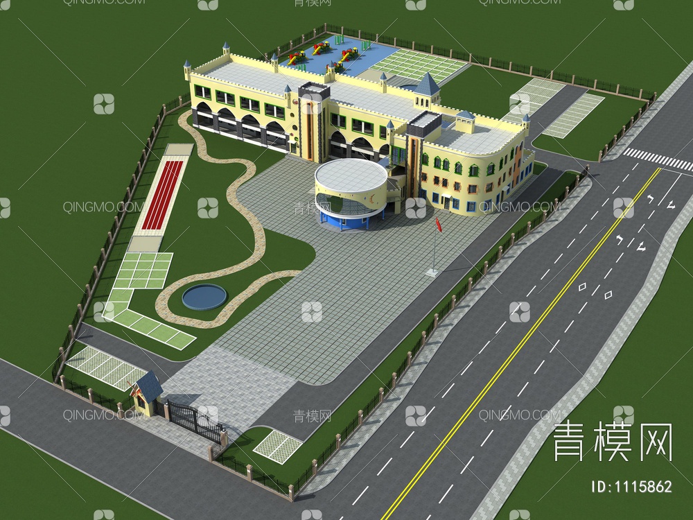 幼儿园建筑外观3D模型下载【ID:1115862】