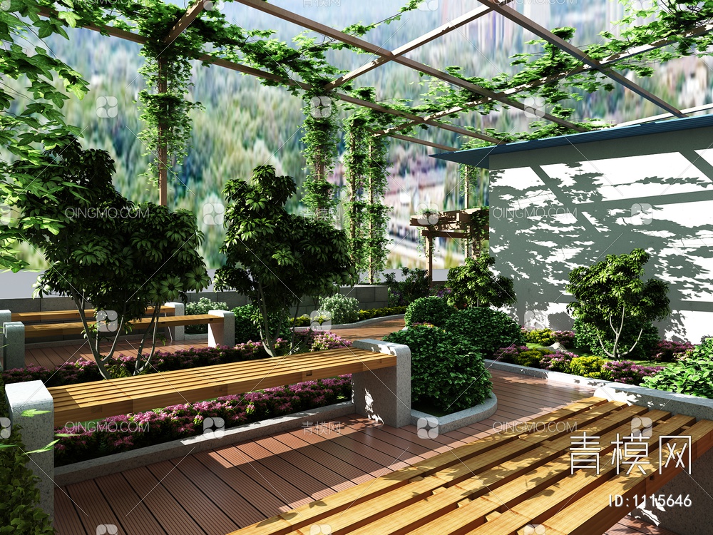 屋顶花园，花园3D模型下载【ID:1115646】