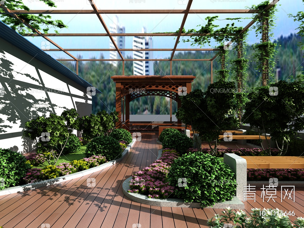 屋顶花园，花园3D模型下载【ID:1115646】