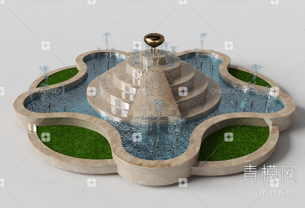 喷泉水景3D模型下载【ID:1115421】