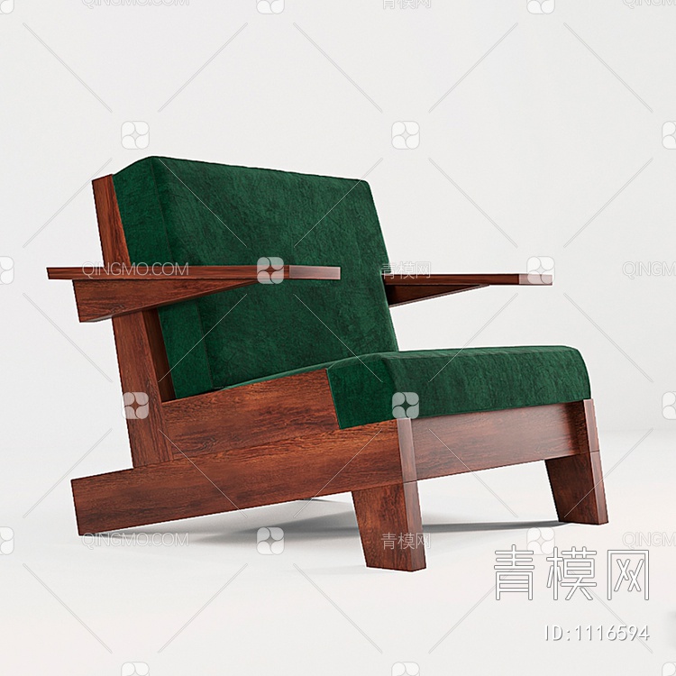 实木休闲单椅3D模型下载【ID:1116594】