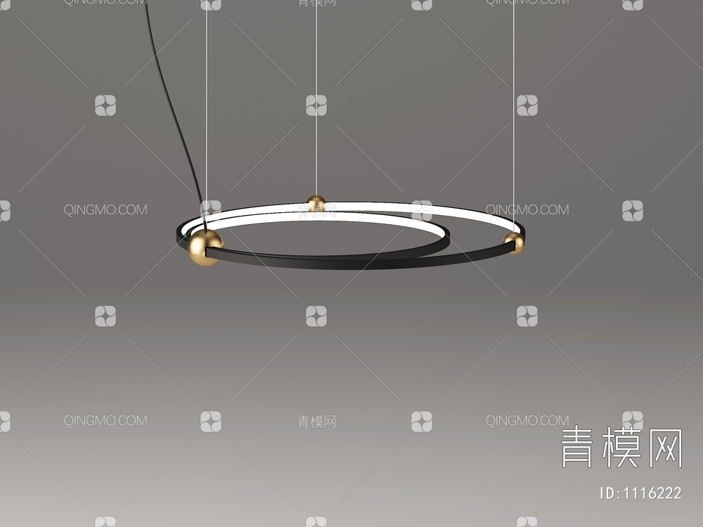 吊灯 高级黑圆形吊灯3D模型下载【ID:1116222】