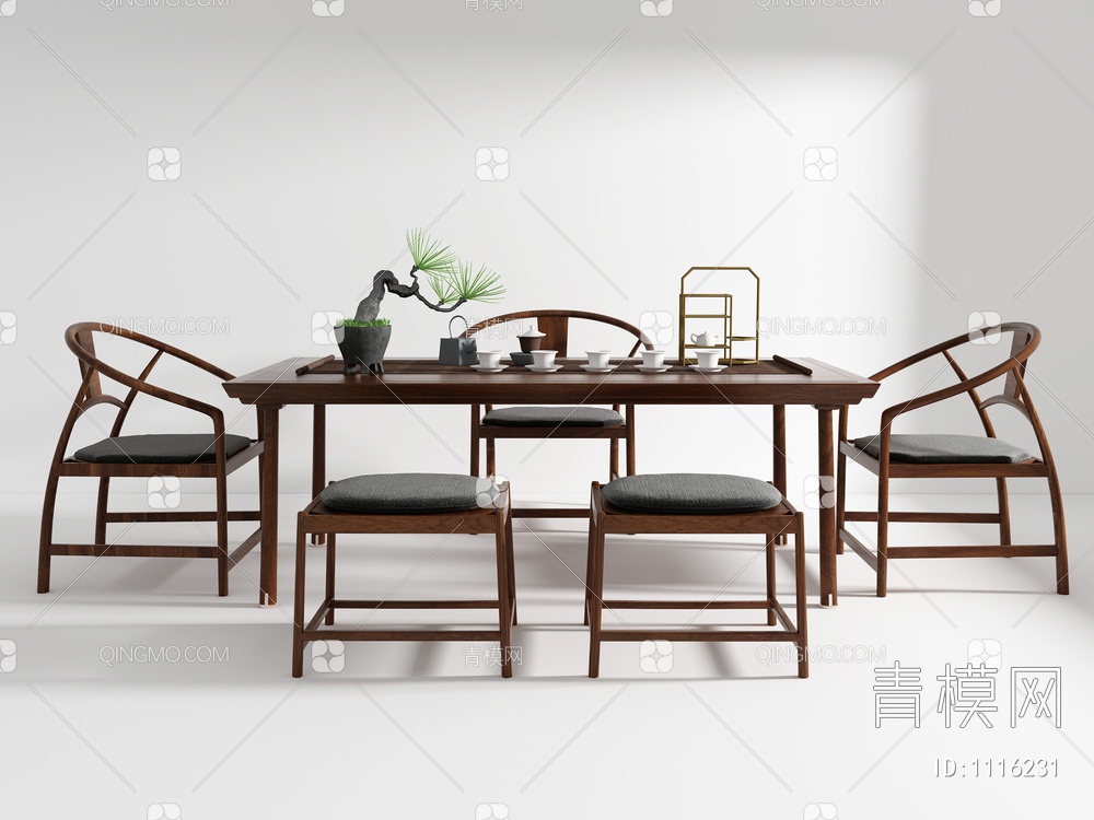 茶桌椅组合3D模型下载【ID:1116231】